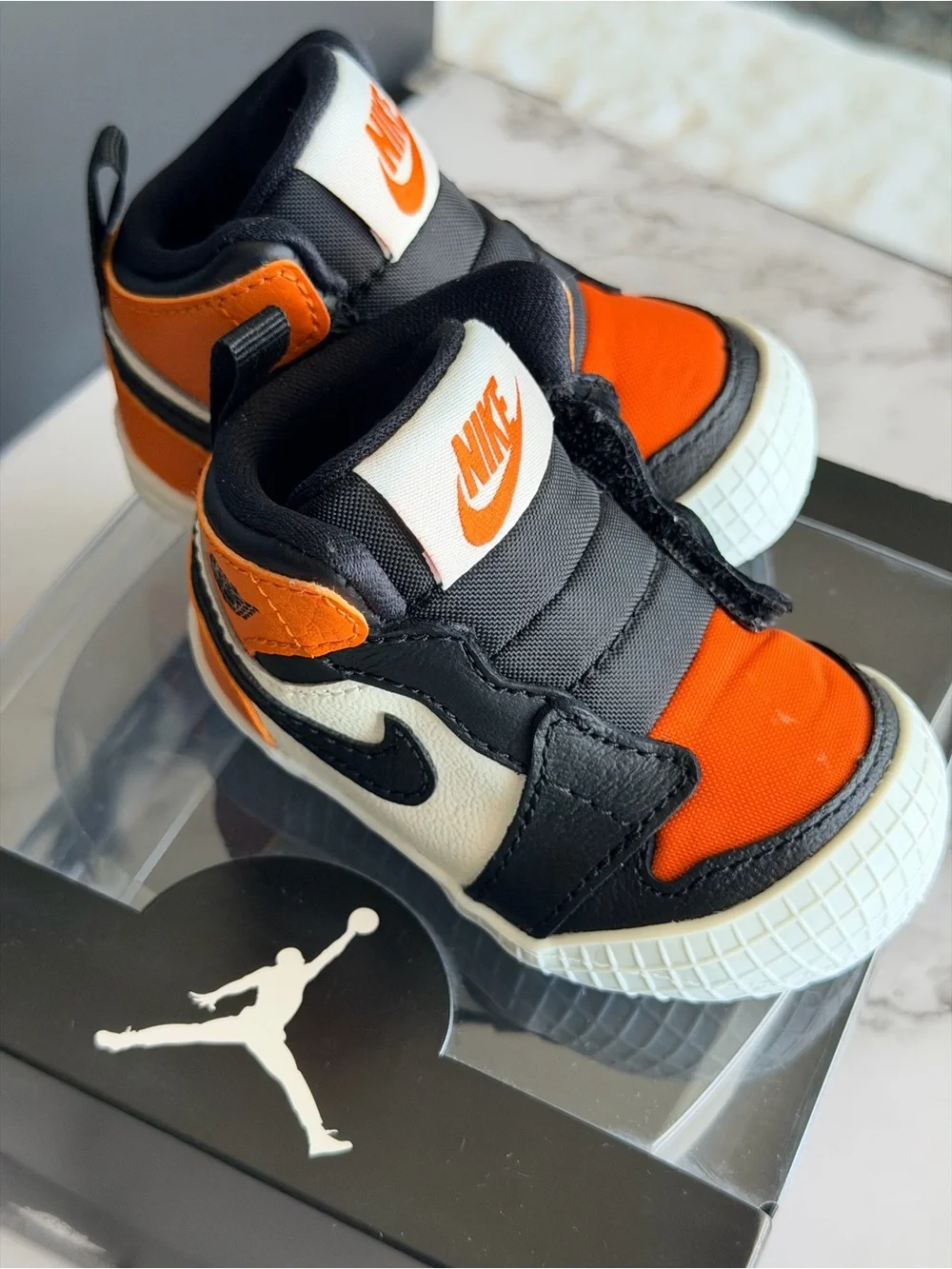 Jordan 1 Crib Bootie Shattered Backboard Orange Black Size 2
